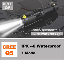 high-quality Mini Black CREE 2000LM Waterproof LED Flashlight 1 Modes Zoomable LED Torch penlight free shipping