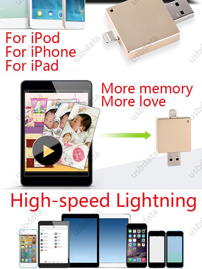 Up To 256GB 512GB 1TB 2TB Lightning OTG USB Flash Drive 16GB 32GB 64GB 128GB Pendrive Memory Stick Card For Iphone 6s/6/5 Gift