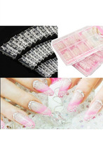 140PCS Clear Glaze Mosaic French False Nail Art Acrylic UV Gel Half Tips ALOM