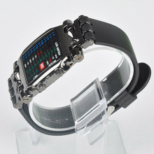 2015 Free shipping Cool 31 Colorful LED Binary Digital Wrist Watch men women Unisex Square Style