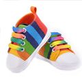 Casual Baby Rainbow Plaid Star Cotton Crib Shoes Soft Sole Prewalker Anti Slip Shoes