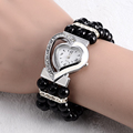 2016 New Brand Women Pearl Bracelet Watch Unique Design Heart Shape dial Fashion Ladies Dress watches