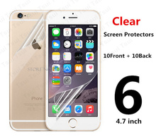 10pcs=5pcs Front & 5pcs Back Protective Film Anti Scratch Clear LCD Screen Protector Guard For iphone 6 4.7″ + Cloth