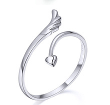 Free Shipping Adjustable Size Sterling Silver Ring Fashion Exquisite Angel Wing Rings Jewelry for women