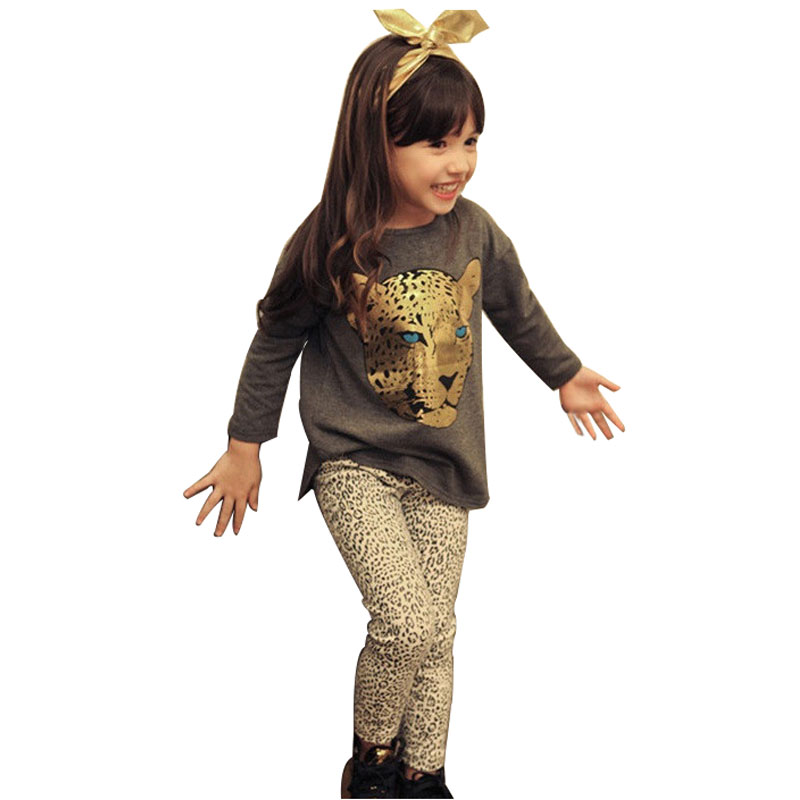 Retail 2015 New Girls Clothing Sets full sleeve T shirt legging 2 piece set 3 color