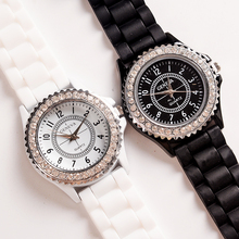 2015 de la alta calidad del silicón del reloj mujeres relojes de lujo Rhinestone vestido relojes relojes de cuarzo