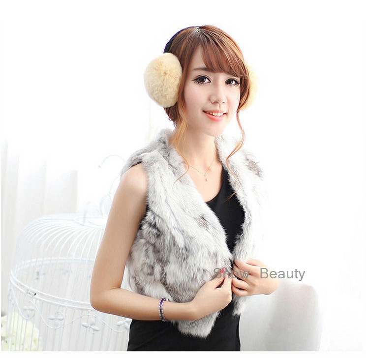 women rabbit fur vest short (5)