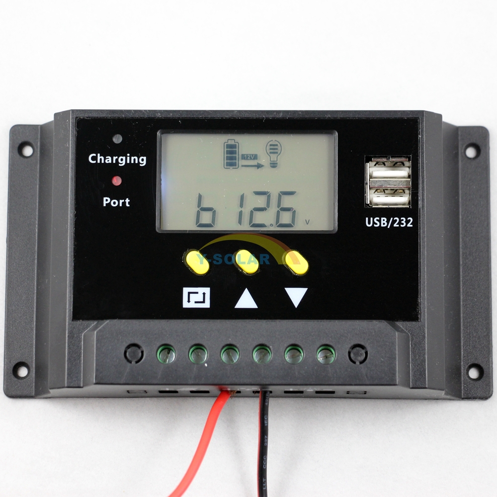 Купить 20А ЖК Солнечный заряд контроллер двойной 5v usb 12v 24v ...