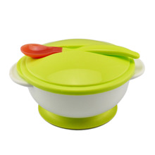 Baby Kids Sucker Bowl Spoon Set Toddler Baby Feeding Eating Food Non-slip Two-handed Sucker Bowl + Spoon
