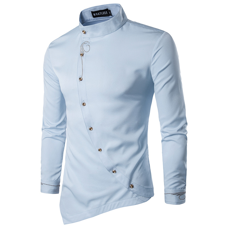 2020 Wholesale Irregular Shirt Men 2017 New Long Sleeve Chemise