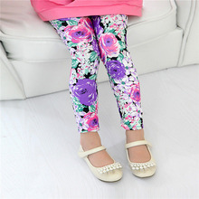 2015 new Girl Pants New Arrive Printing Flower Girls Leggings Toddler Classic Leggings 2 9Y baby