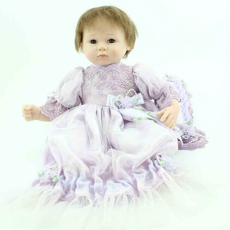 2015 New style soft silicone 18 inch reborn baby doll lifelike newborn baby girl doll realistic hobbies handmade  best doll