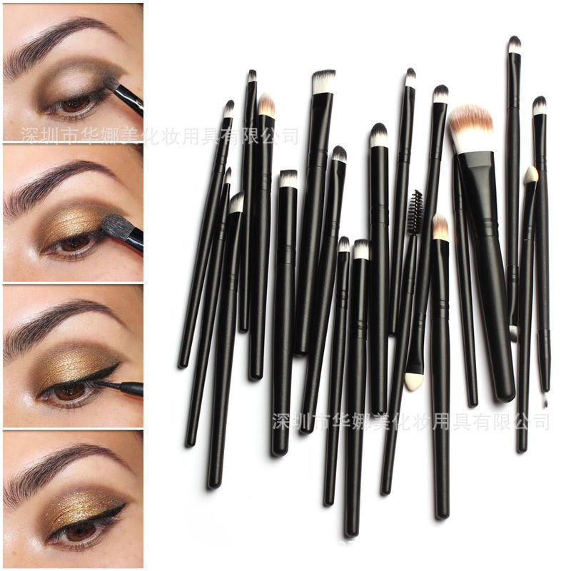20 PCS black Pro Makeup Brushes Set Powder Foundation Eyeshadow Eyeliner Lip Brush Tool for Face