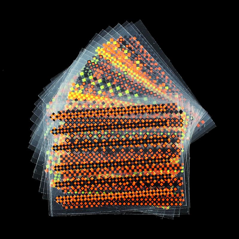 24 Pcs Lot Colorful Grid Nail Stickers Beauty 3D Glitter Nail Art Bronzing Stamping Diy Decorations