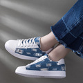 2017 Hot Sale Denim Shoes Woman Fashion Canvas Flats Shoes Female Breathable Lace up Sneakers Women
