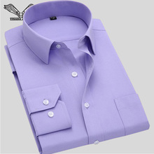 Long Sleeve Slim Men’s Business Shirt 2016 Autumn New Fashion Designer High Quality Solid Male Fit Formal Dress Shirt 4XL N351