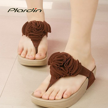 Free Shipping Women Sandals 2016 Flowers Wedges Summer Sandals For Women platform Beach Flip Flops Platform Sandals Women Shoes
