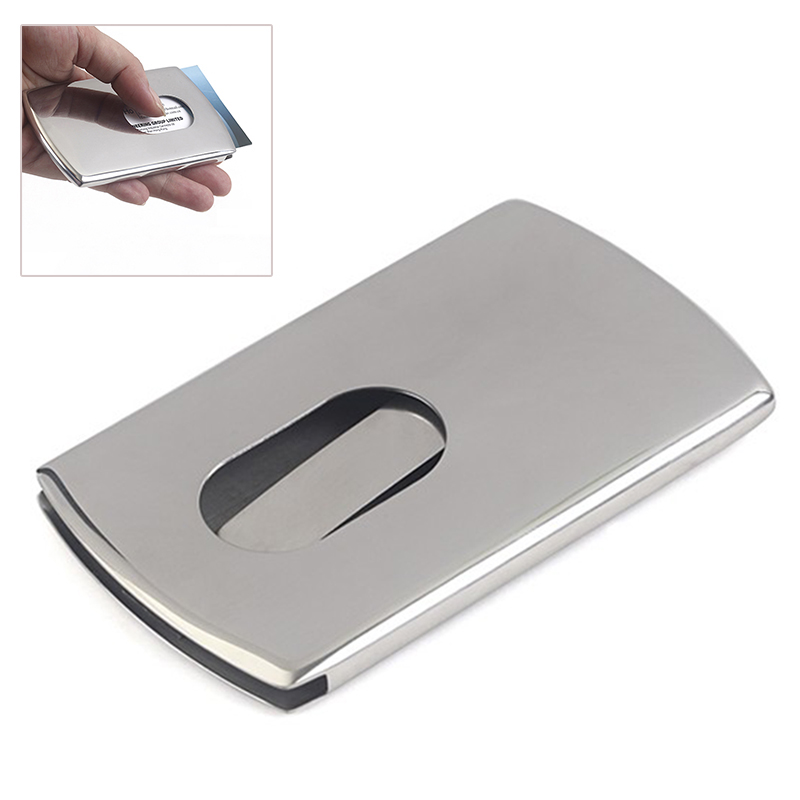 new 1 piece business card holder stainless steel women men thumb slide out pocket id banks - Business Card Wallet new 1 piece business card holder stainless steel women men thumb slide out pocket id banks - Business Card Wallet