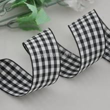 1″ 25mm Black Color Tartan Plaid Ribbon Bows Appliques Sewing Crafts 10Y