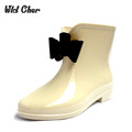 New Bowknot Woman Rain Boots Rubber Shoes Women Boot 2017 Girls multi color Casual non slip