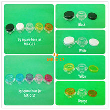 FreeShipping 100pcs 3g cream jar, cosmetic container, plastic bottle,display bottle,sample jar,cosmetic packaging(10 color lids)