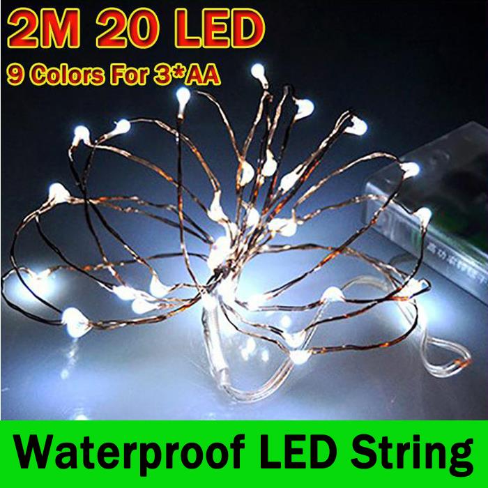 9 Colors Battery Operated LED String Lights Xmas Christmas Decoration 2m 20LEDs Waterproof Led Fairy Lights For Party Wedding