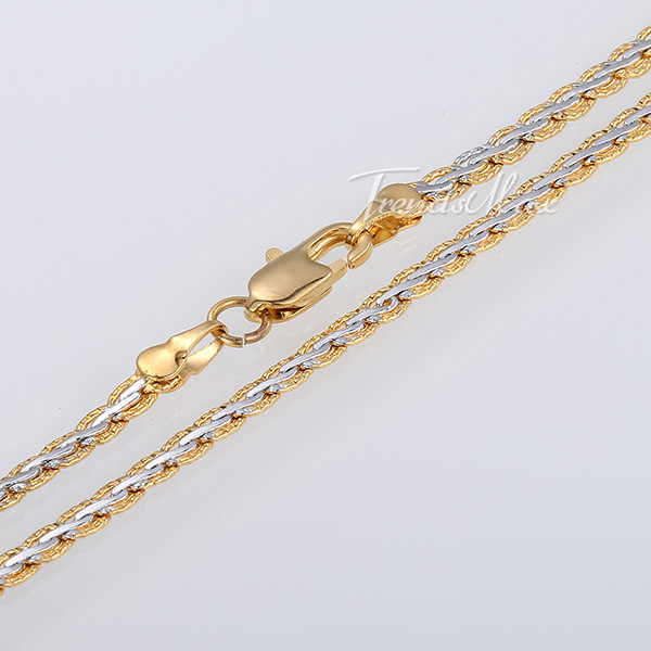 3 4mm Yellow White Gold Filled GF Womens Mens Chain Unisex Hammered Braided Wheat Link Wholesale