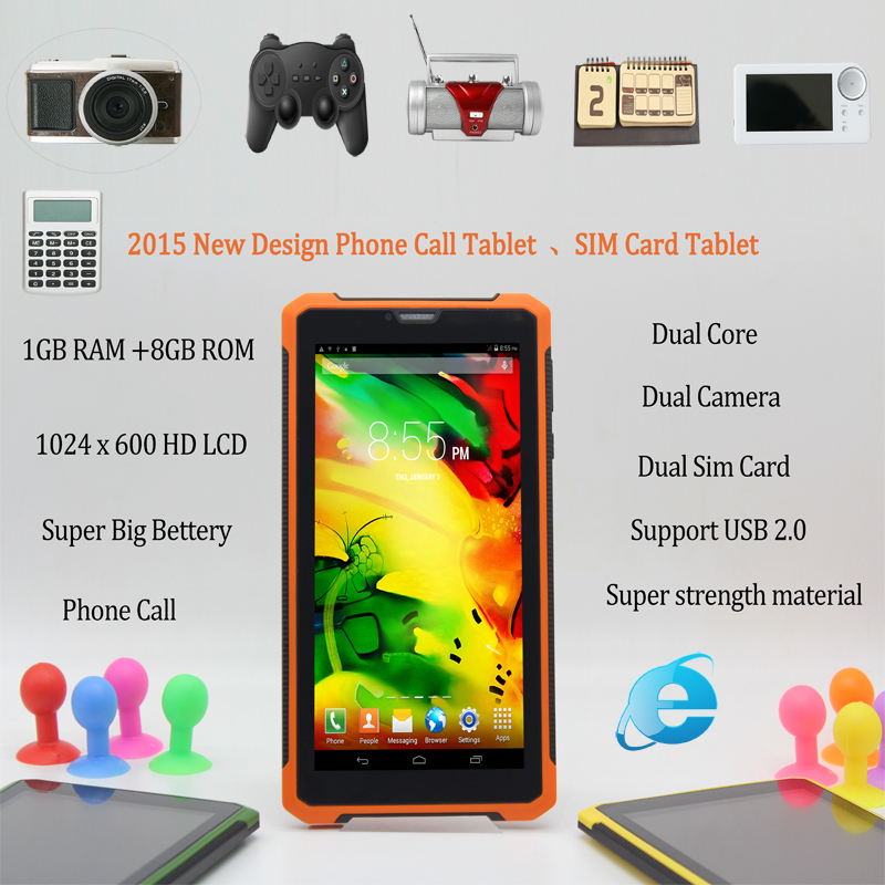 2015 New Design 7 inch Army Tablet Pc 1GB 8GB 2 SIM Card 2G 3G Phone