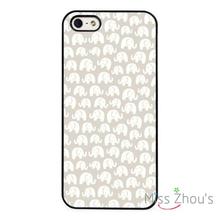 Elephant Pattern Cute Grey White back skins mobile cellphone cases for iphone 4/4s 5/5s 5c SE 6/6s plus ipod touch 4/5/6