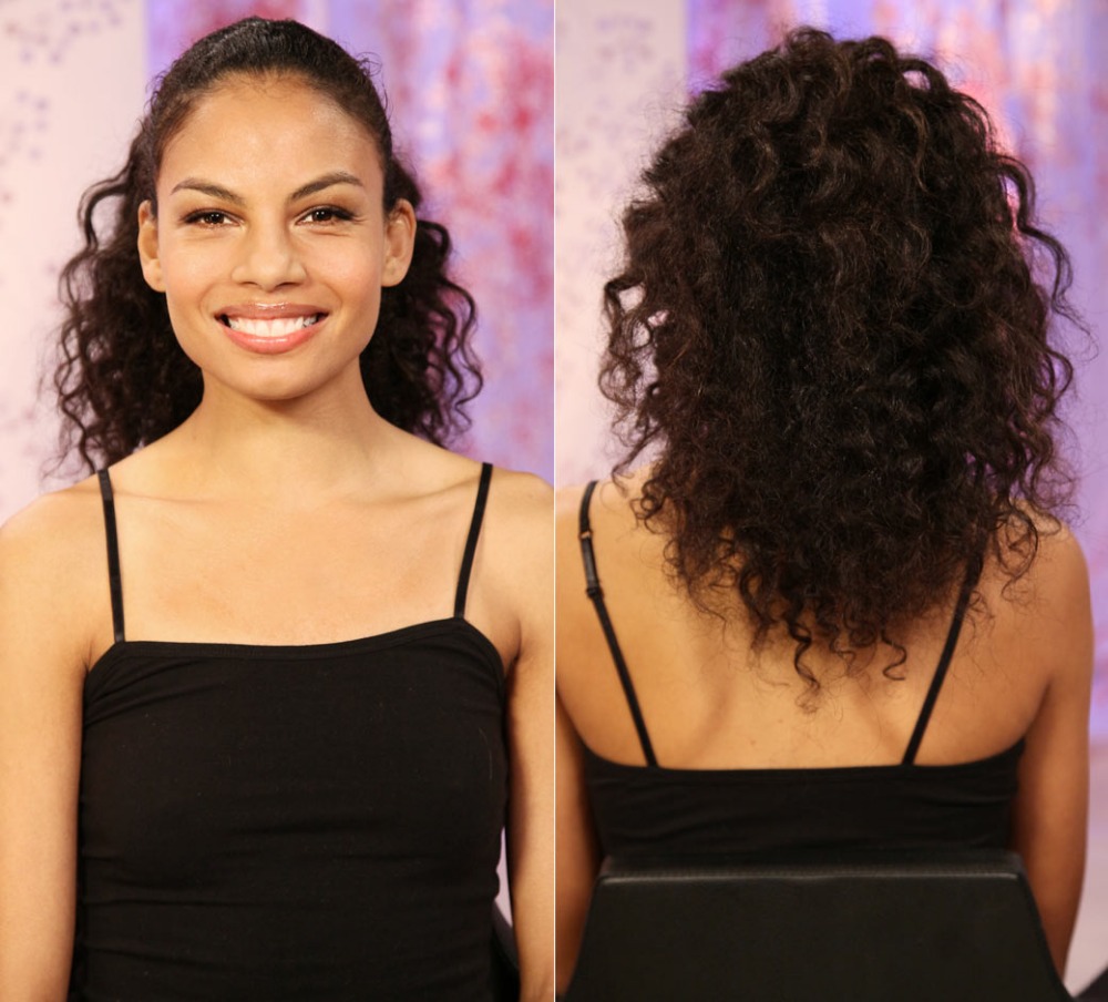 celebrity curly hair textured ponytail style clip in high