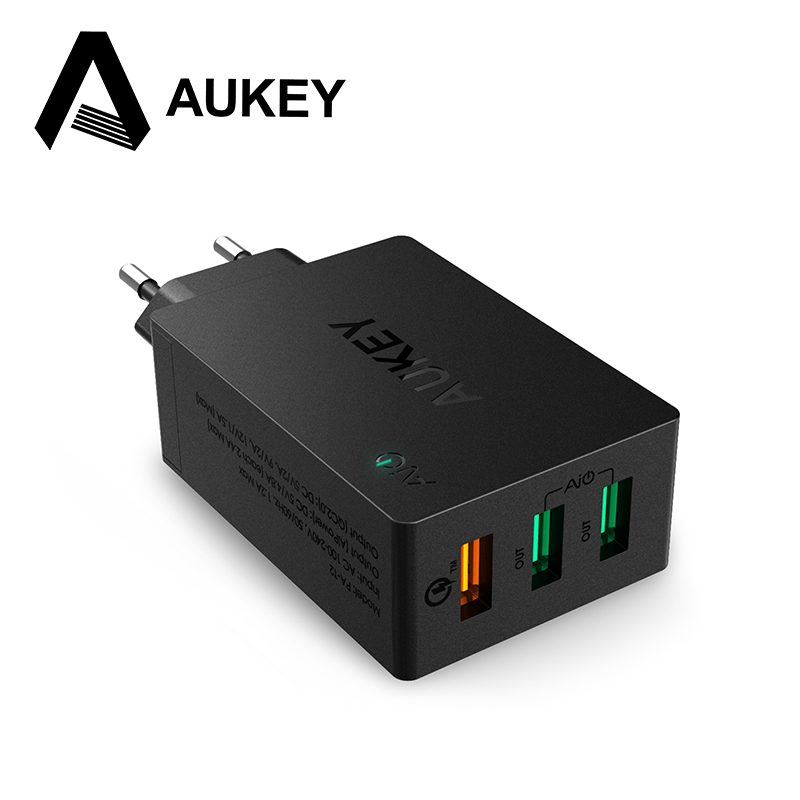 Aukey 42W 3 Ports Quick Charger 2.0 Wall Travel Charger 2 Port 5V/2.4A + 1 Port Quick Charge 2.0 for Xiaomi Sony Xperia