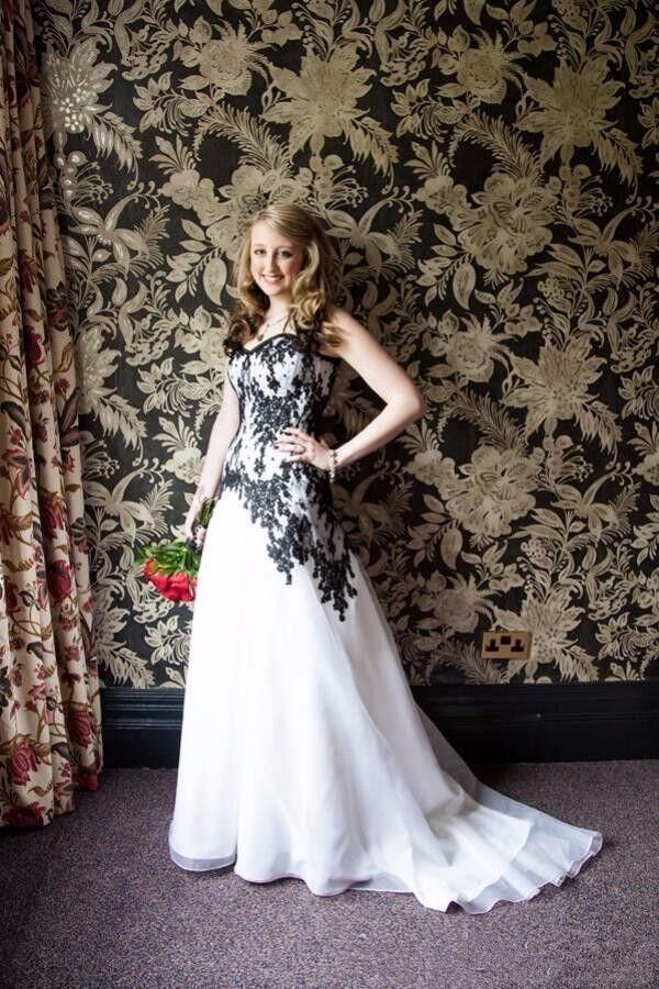 Vestido De Noiva Gothic Wedding Dress Black And White A Line Tulle