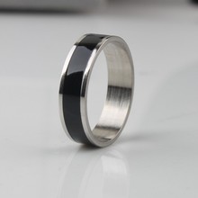 CM560 new Fashion width of 6mm Glossy Black Titanium Stainless steel rings fashion new style Finger
