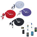 1M 2M 3M Noodle Flat Braided Data Sync Charger Cable Flat Cord For Samung Galaxy S3
