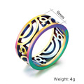 Colorful hollow ring exquisite stainless steel jewelry pvd rainbow male female symbol Rings