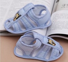 Cute lovery gifts fashion pair Baby first walkers Stripe mickey Baby Shoes girls Soft Sole blue sandals