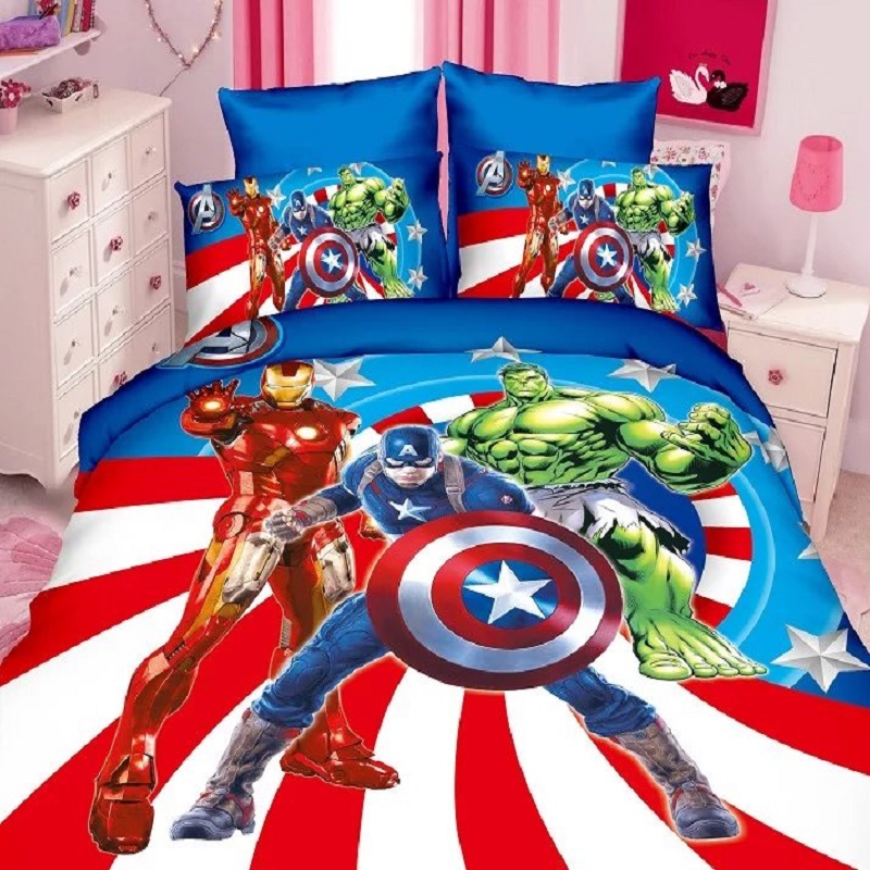 3d avengers/spiderman/batman/superman boys bedding set twin single size duvet cover bed sheet pillow case 2/3pcs bed linen set
