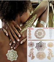 Temporary tattoo fashion products metal foil waterproof tattoo tattoo sticker paste gold bracelet wholesale free shipping