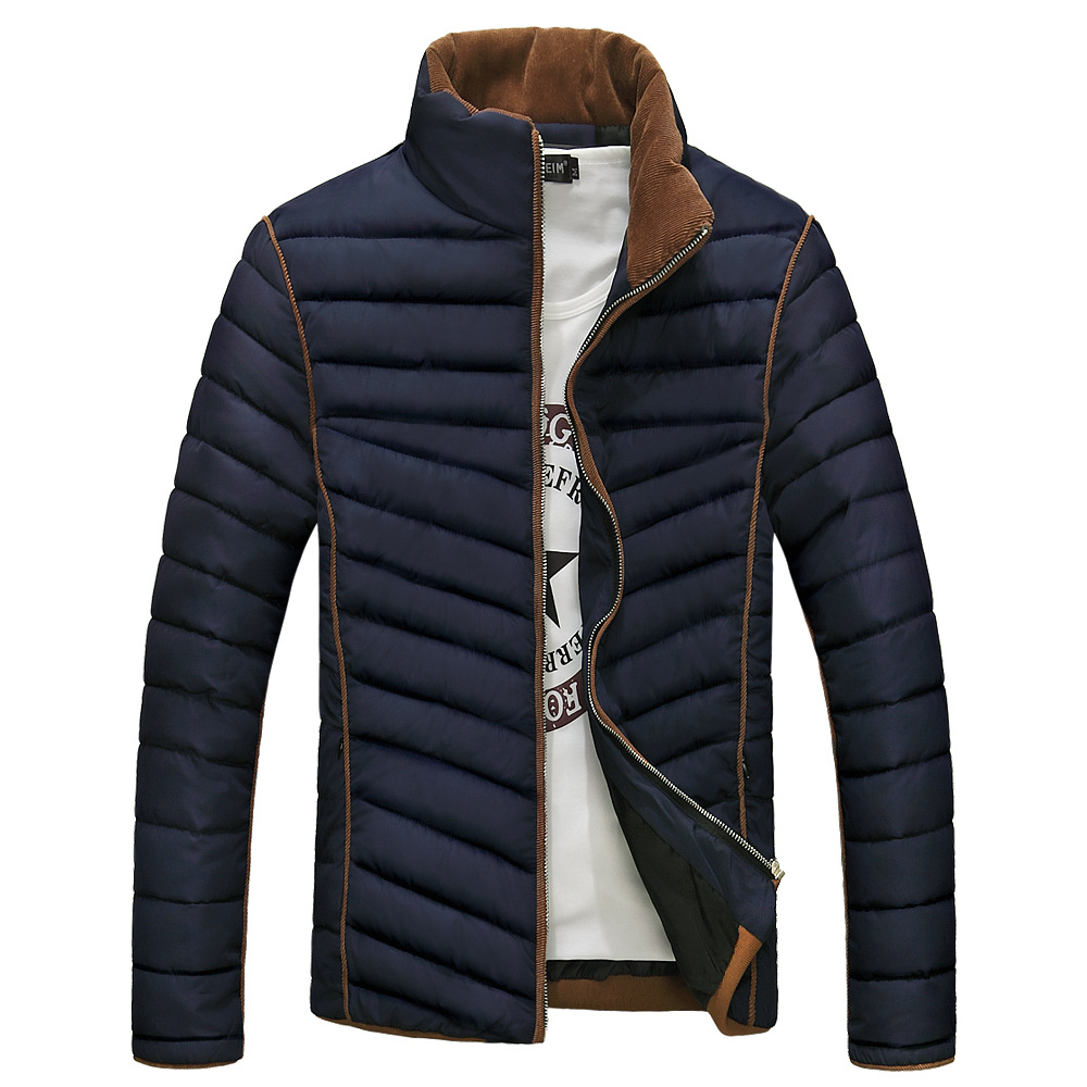 2015 new winter warm men s cotton padded clothes slim solid color men padded coat male