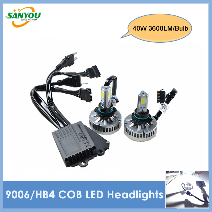 2014 New 1 set 40W 3600LM 6000K 9006 COB LED Head Lamp for all cars HB4 LED Auto Fog Light Bulb