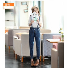 2016 Casual Dismountable Jeans Salopette Women Suspender Jeans Straight Overall Pocket Denim Harem Trousers Jumpsuits plus size
