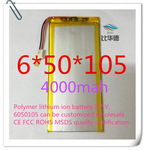 (free shipping)Polymer lithium ion battery 3.7 V, 6050105 can be customized wholesale CE FCC ROHS MSDS quality certification