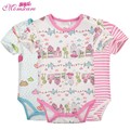 Moms Care Cartoon Baby Rompers 100 Cotton Short Sleeve Baby Wear Colorful Summer Infant Jumpsuit Boys