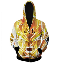 Harajuku Dragon Ball Super Saiyan 3D Hoodies Zipper Outerwear Men Cartoon Goku Vegeta Hoodie Loose Hooded Sweatshirt plus size