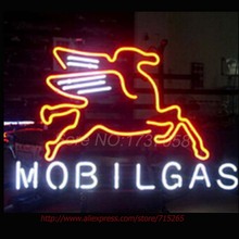 MOBILGAS OIL Neon Sign Neon Tubes Commercial Custom Neon Bulbs Real Glass Tube Super Bright Handicraft Store Display 17×14