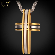 Vintage Cross Pendants For Men Jewelry 316L Stainless Steel Never Fade 18k Gold Plated 2015 Cross Pendant Necklace Chain P546