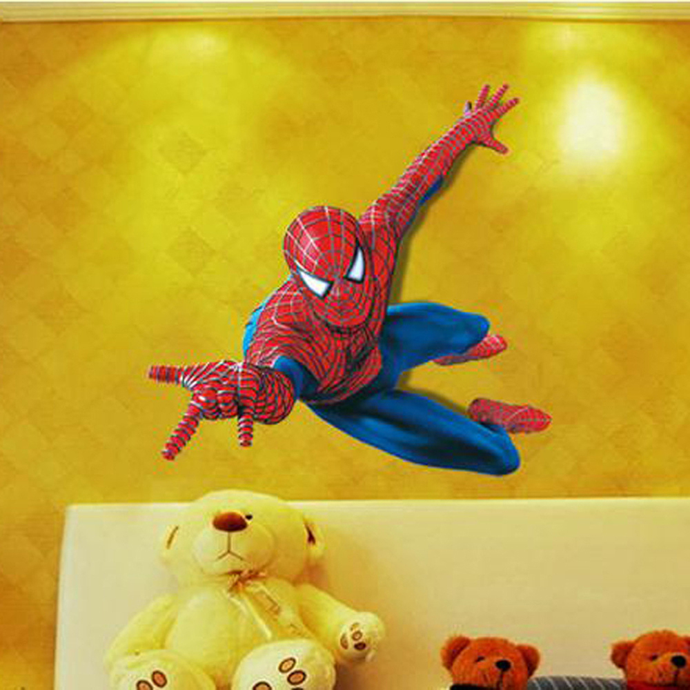 Aliexpress.com : Buy 3D Spiderman Wall Stickers For Kids Rooms 110*90cm Removable Superhero Wall 
