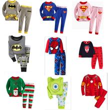 2105 boys girls Spider-Man super man set children’s clothing full pants +shirts Pijamas Baby Kids Sleepwear cotton shirt suit