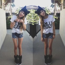 2015 Hot sale summer graphic letter printed funny tshirts women tops for girls woman unisex female