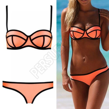 2015 Hot sale Triangle Bikinis Swimwear Padded Women New Neoprene Bikini Swimsuit Push Up High Quality